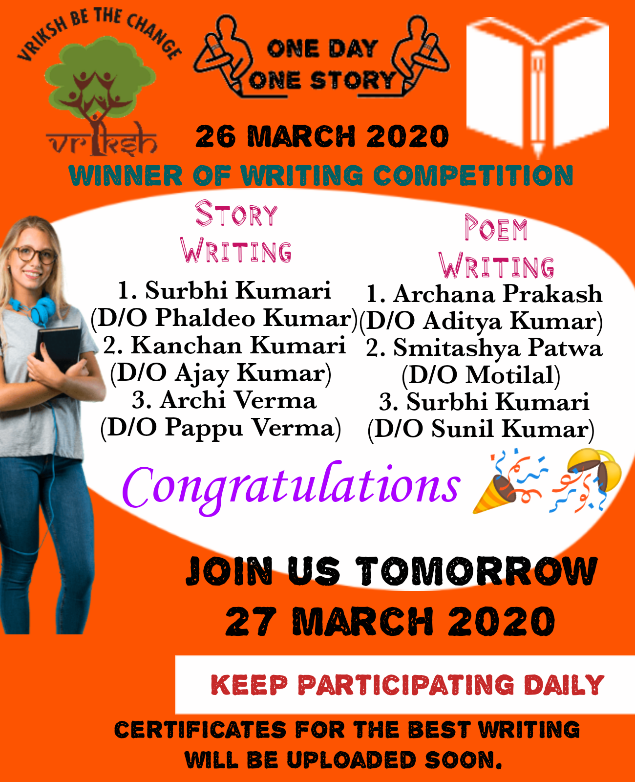 Online Short Story and Poem Competition (One Day One Story)